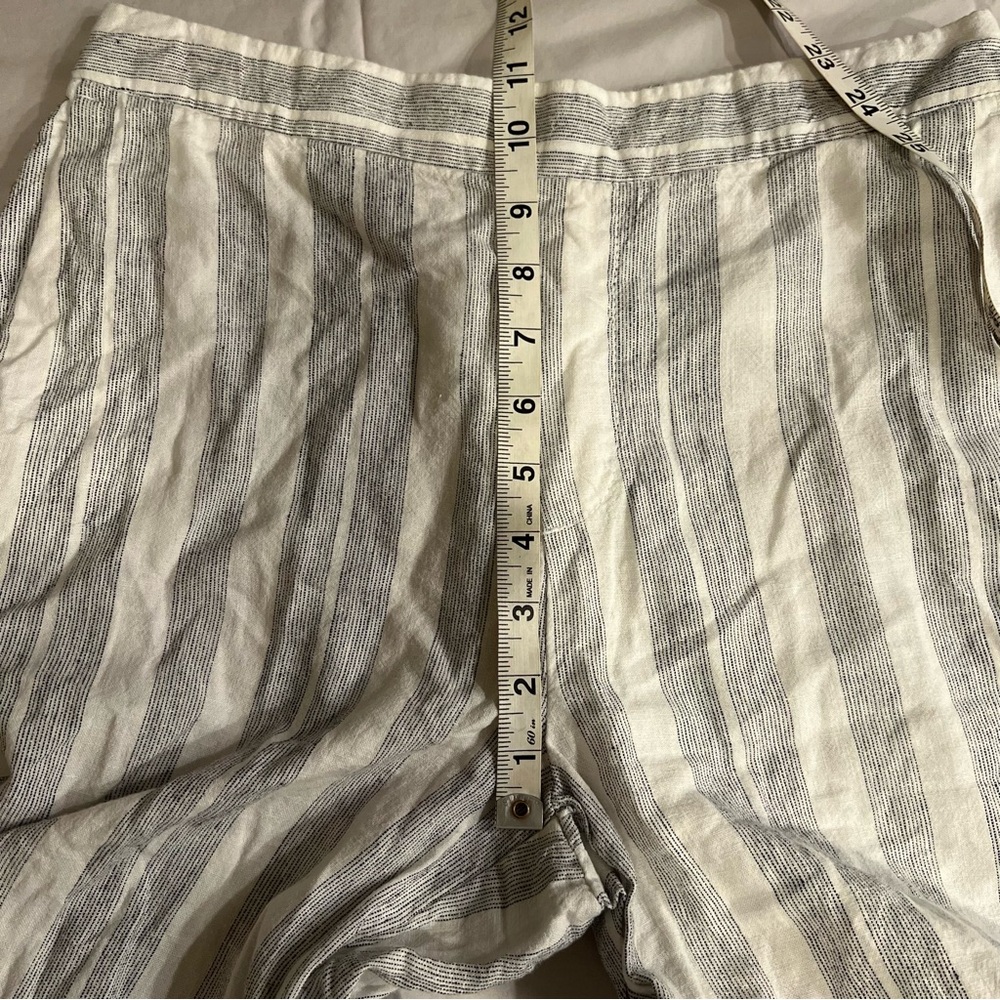 Old Navy Striped High-Waisted Wide Leg Linen Blend Cropped Pants- Size 4 Coastal - Picture 7 of 11